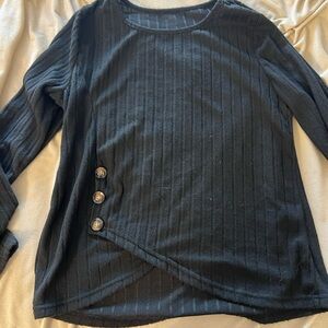 Chic Black Button-Accent Top